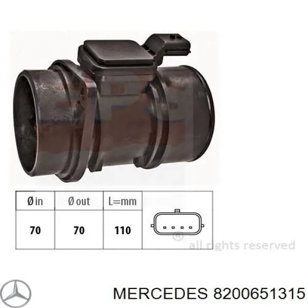 Medidor de flujo de aire Mercedes 8200651315 precio, desde 47,92 EUR