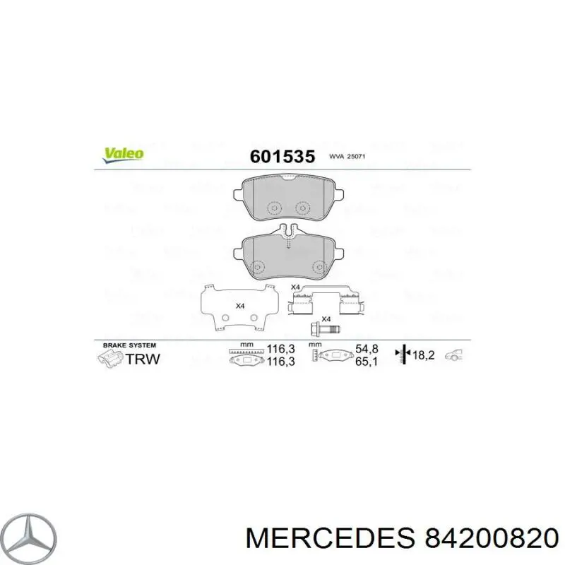 84200820 Mercedes pastillas de freno traseras