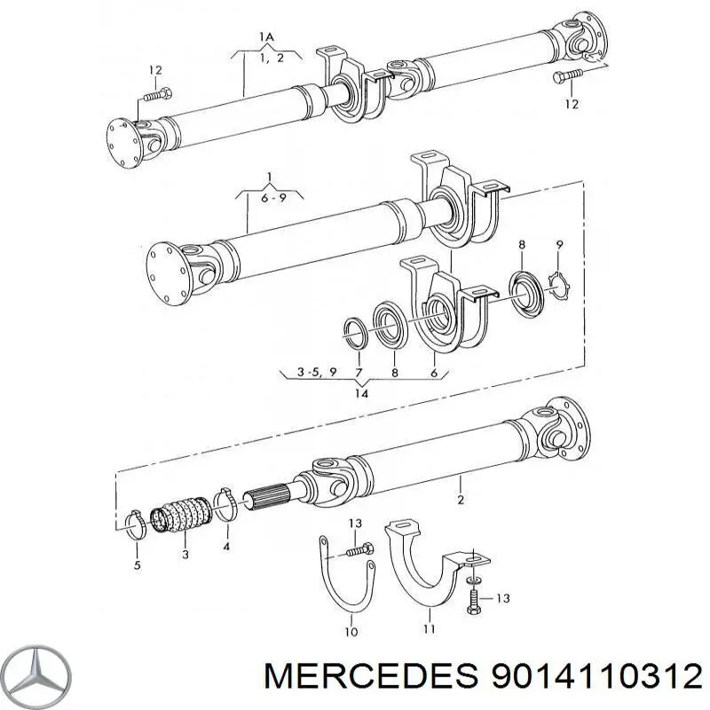 9014110312 Mercedes suspensión, árbol de transmisión