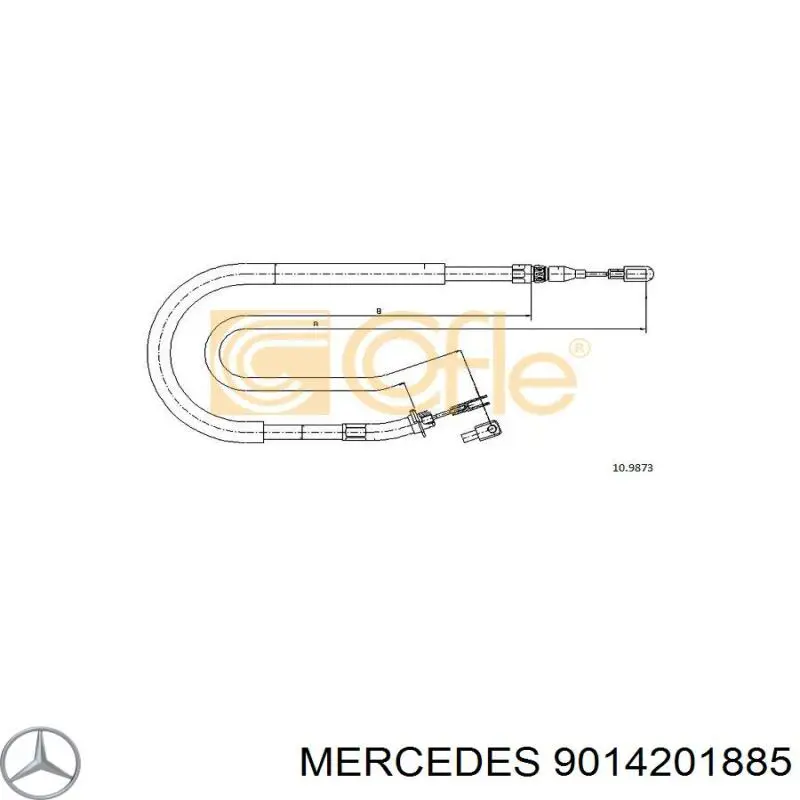 9014201885 Mercedes cable de freno de mano trasero derecho/izquierdo