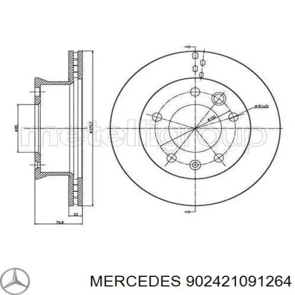 902421091264 Mercedes disco de freno delantero