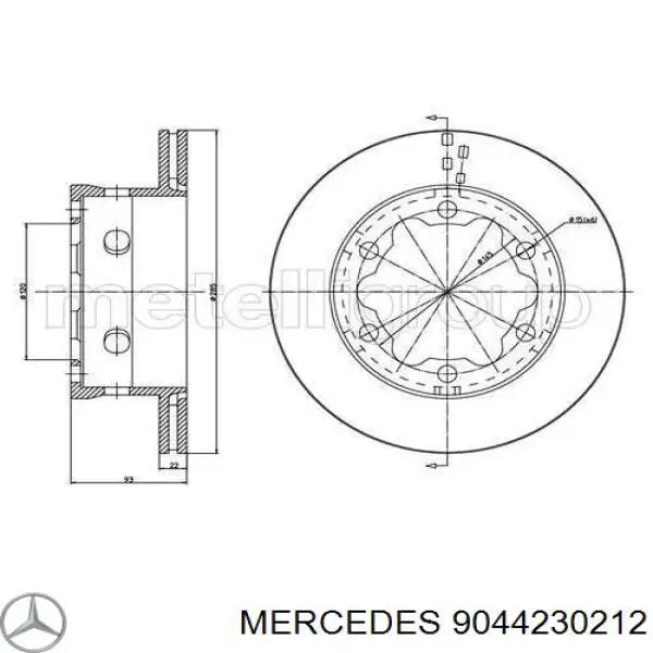 9044230212 Mercedes disco de freno trasero