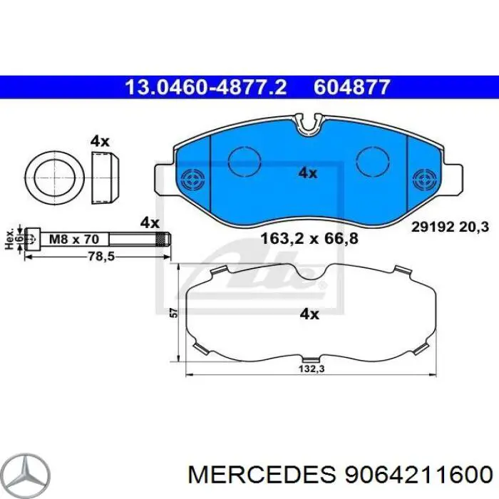 Pastillas de freno 9064211600 Mercedes