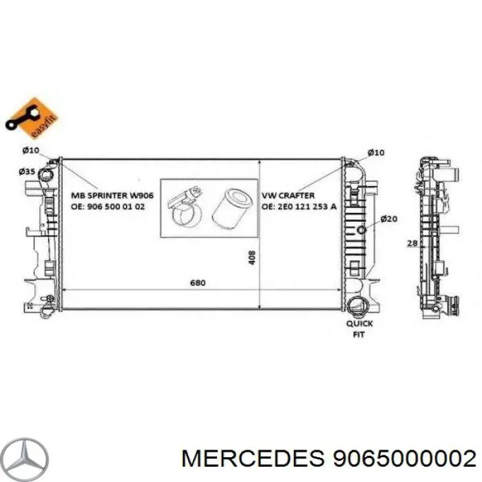 Comprar 9065000002 Mercedes Radiador de auto