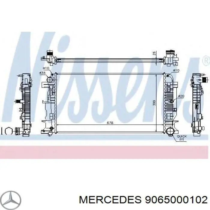 9065000102 Mercedes radiador refrigeración del motor