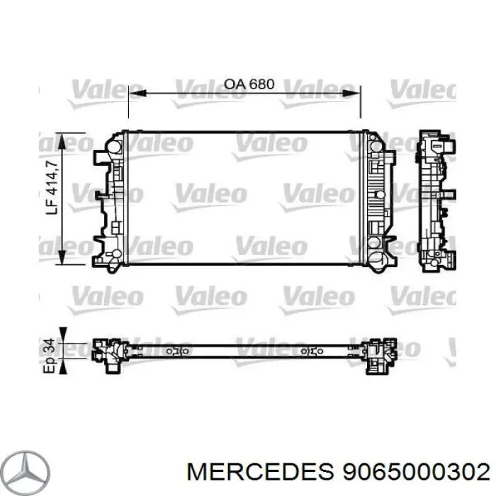 9065000302 Mercedes radiador refrigeración del motor