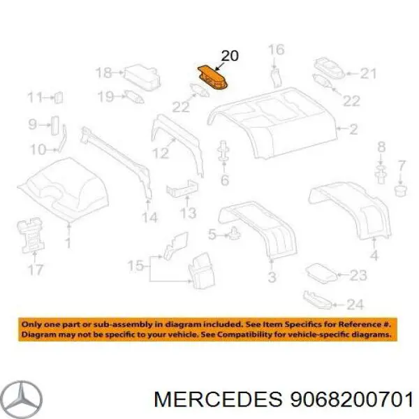 9068200701 Mercedes Luz interior trasera