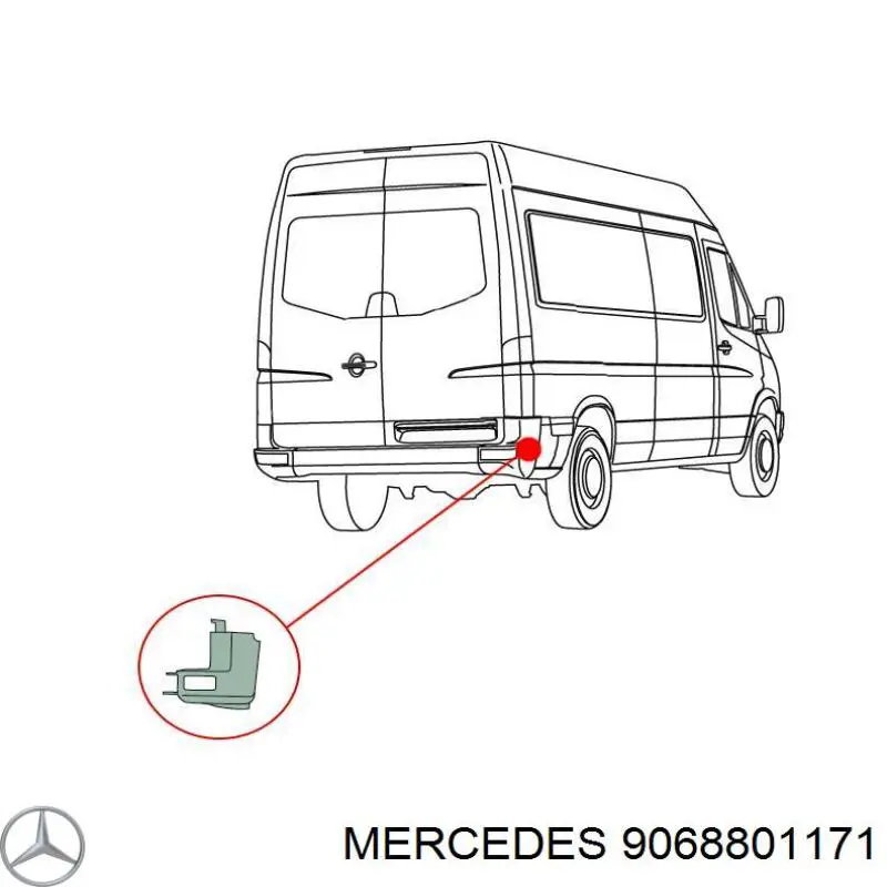 9068801171 Mercedes parachoques trasero, parte derecha