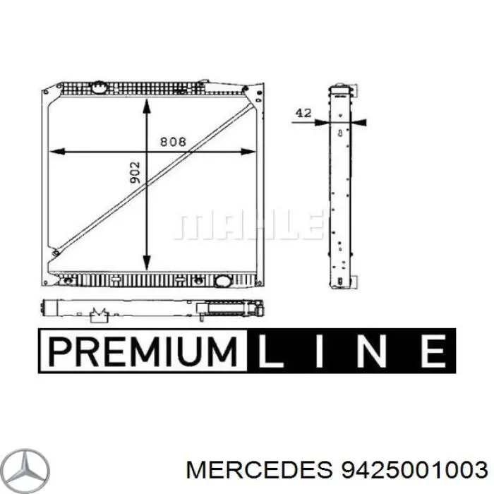 9425001003 Mercedes radiador refrigeración del motor