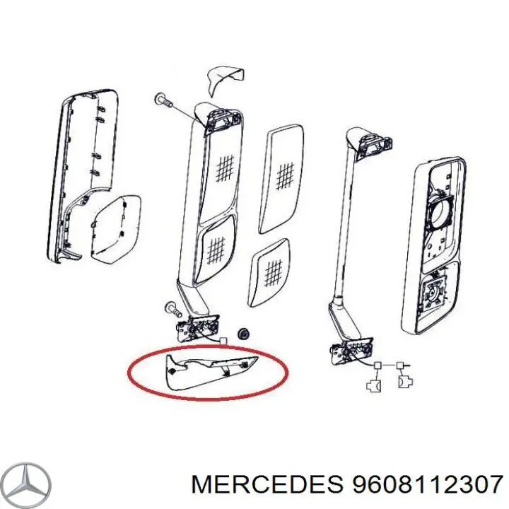 9608112307 Mercedes Cubierta de espejo retrovisor derecho