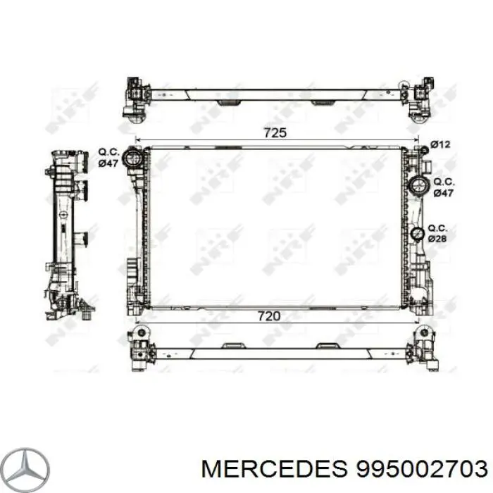 995002703 Mercedes radiador refrigeración del motor