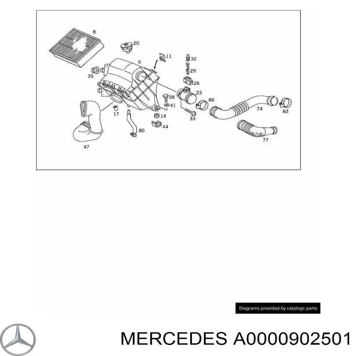 Caja del filtro de aire Mercedes A0000902501 precio, desde 103,91 EUR