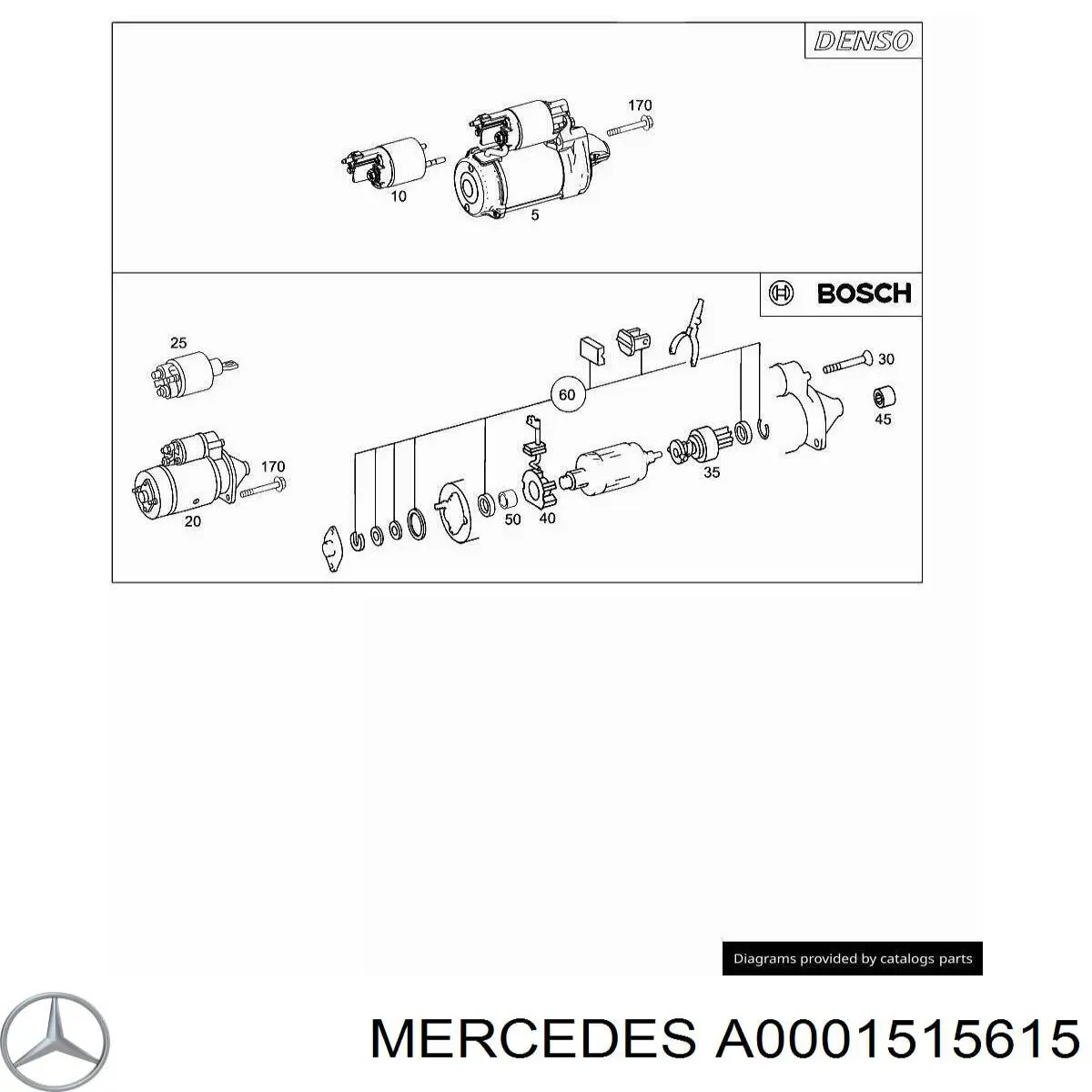 A0001515615 Mercedes inducido, motor de arranque