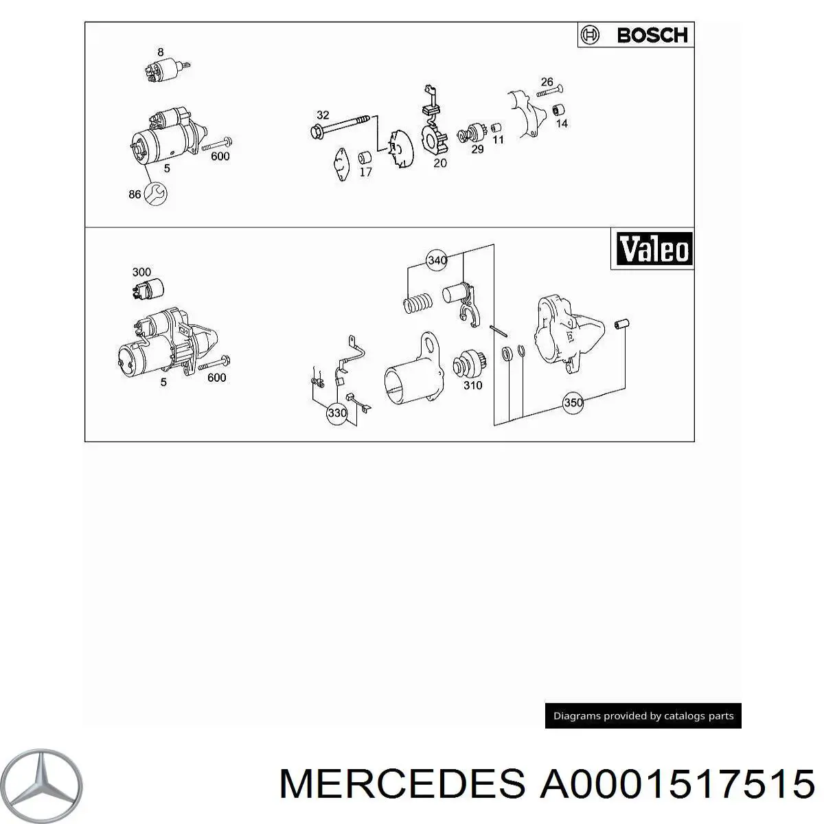 A0001517515 Mercedes inducido, motor de arranque