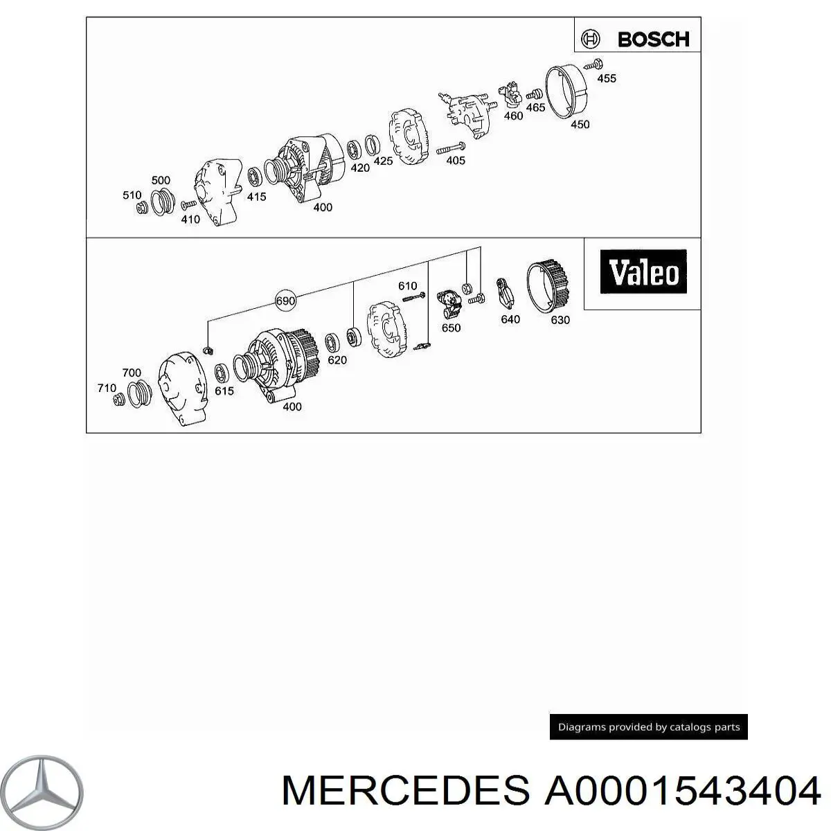 Comprar A0001542704 Mercedes Tapa trasera del alternador