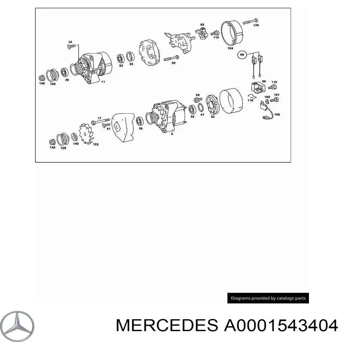 Comprar A0001543404 Mercedes Tapa trasera del alternador