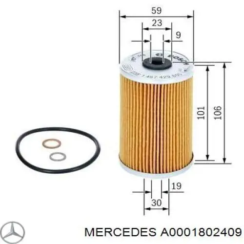 A0001802409 Mercedes filtro de aceite