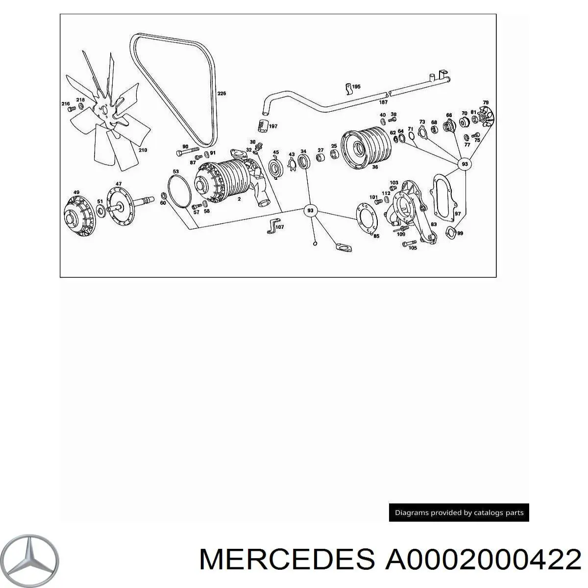 A0002000422 Mercedes embrague, ventilador del radiador