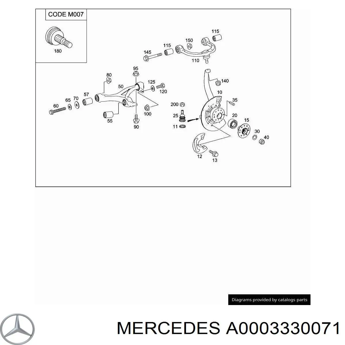 Perno de fijación del brazo inferior delantero Mercedes A0003330071 precio, desde 21,86 EUR