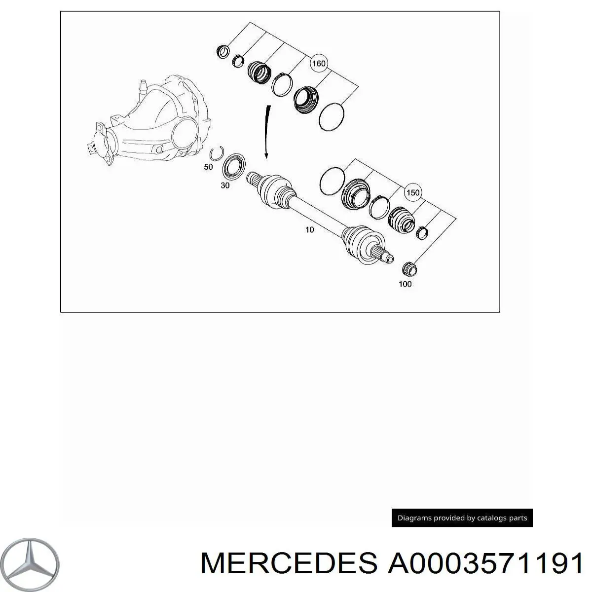 Comprar A0003571191 Mercedes Fuelle exterior del eje de transmisión trasero