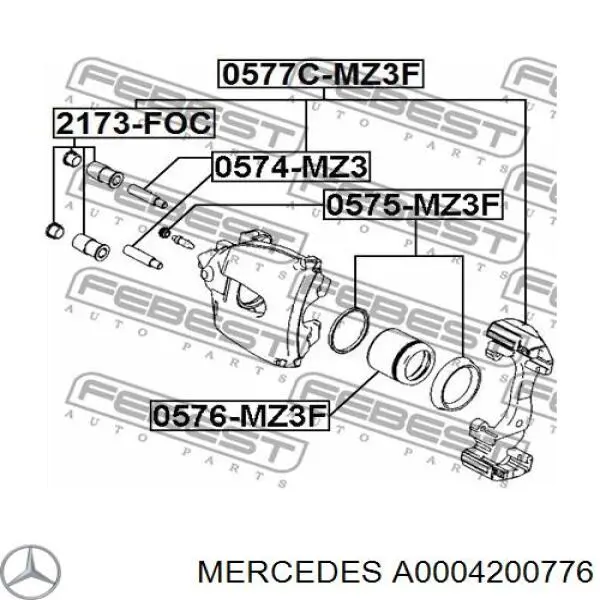A0004200776 Mercedes Fuelle de guía de pinza de freno delantero
