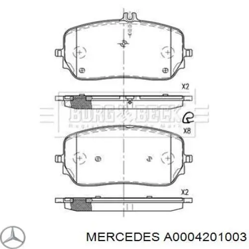 Pastillas freno delanteras Mercedes A0004201003 precio, desde 100,69 EUR