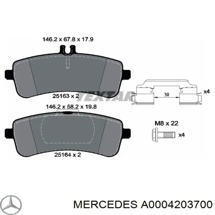 A0004203700 Mercedes pastillas de freno traseras