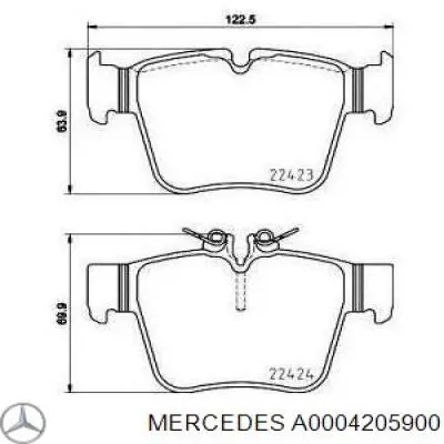 Pastillas de freno traseras A0004205900 Mercedes