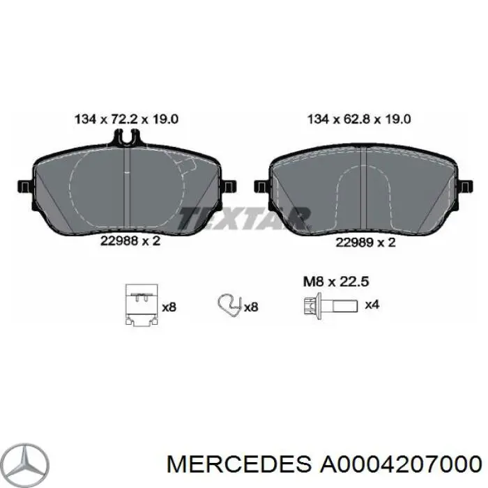 A0004207000 Mercedes pastillas de freno delanteras