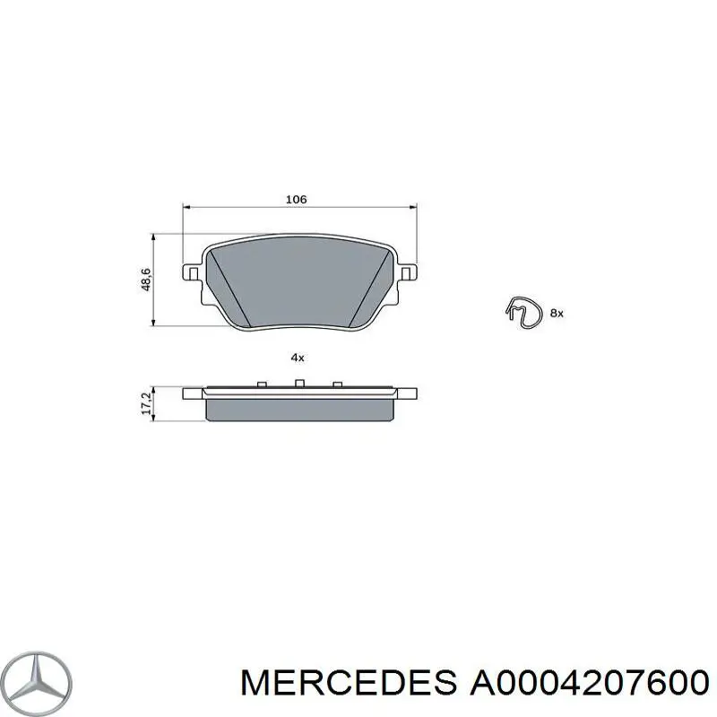 Pastillas de freno traseras MERCEDES A0004207600