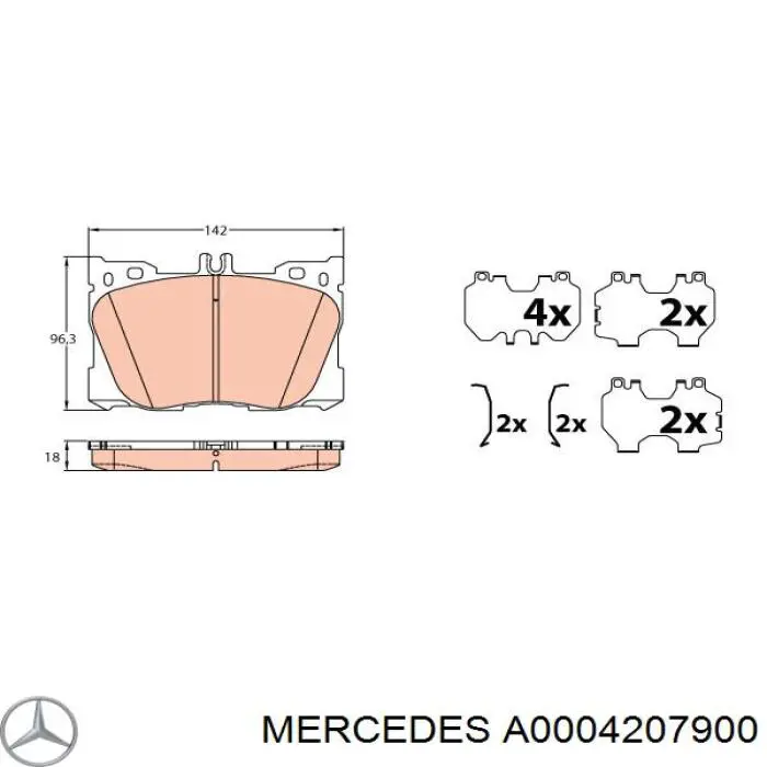 Comprar A0004207900 Mercedes Pastillas delanteras de freno