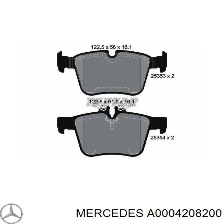 A0004208200 Mercedes pastillas de freno traseras