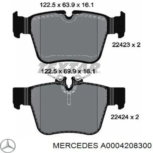 Pastillas traseras de freno Mercedes A0004208300 precio, desde 31,40 EUR