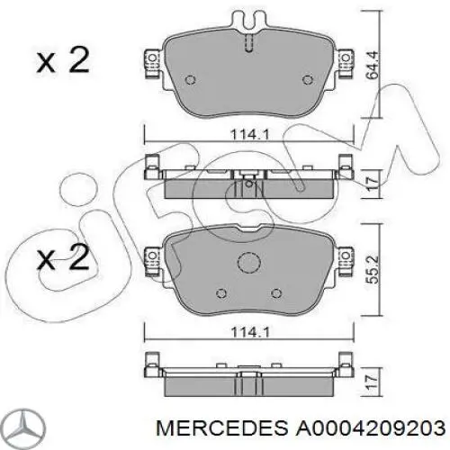 Comprar A0004209203 Mercedes Pastillas de freno traseras