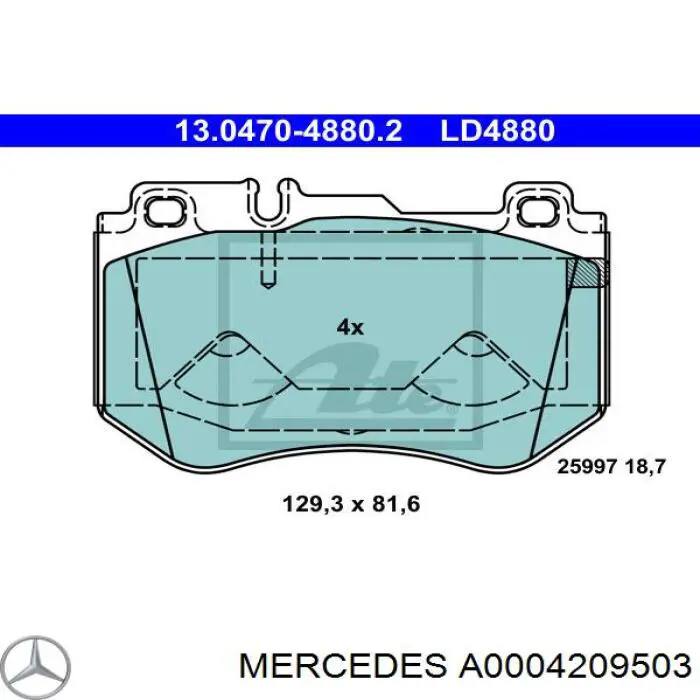 A0004209503 Mercedes Pastillas delanteras