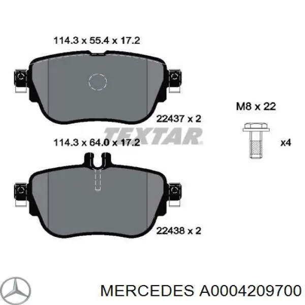 Comprar A0004209700 Mercedes Pastillas de freno traseras