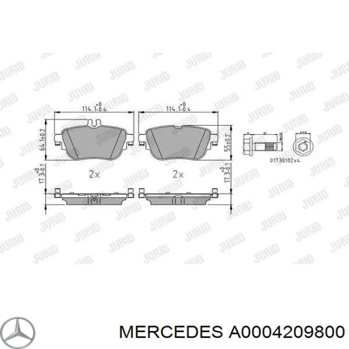 A0004209800 Mercedes Pastillas freno traseras