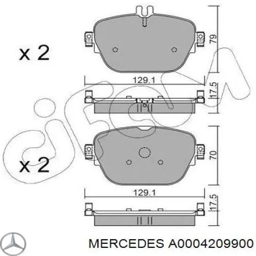 A0004209900 Mercedes Pastillas freno traseras