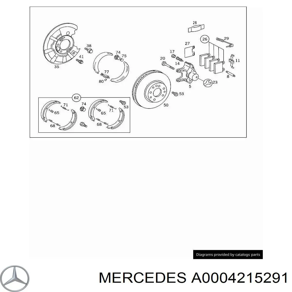 A0004215291 Mercedes Juego de resortes de sujeción de pastillas de freno traseras