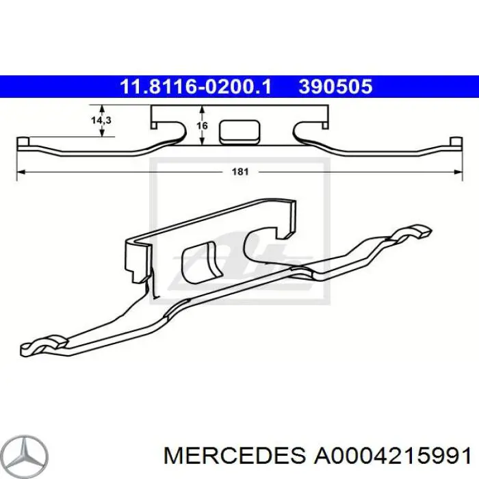 Juego de resortes de sujeción de pastillas de freno delanteras Mercedes A0004215991 precio, desde 4,55 EUR