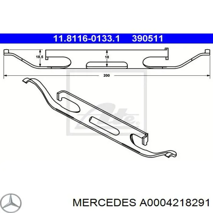 Comprar A0004218291 Mercedes Juego de resortes de sujeción de pastillas de freno delanteras