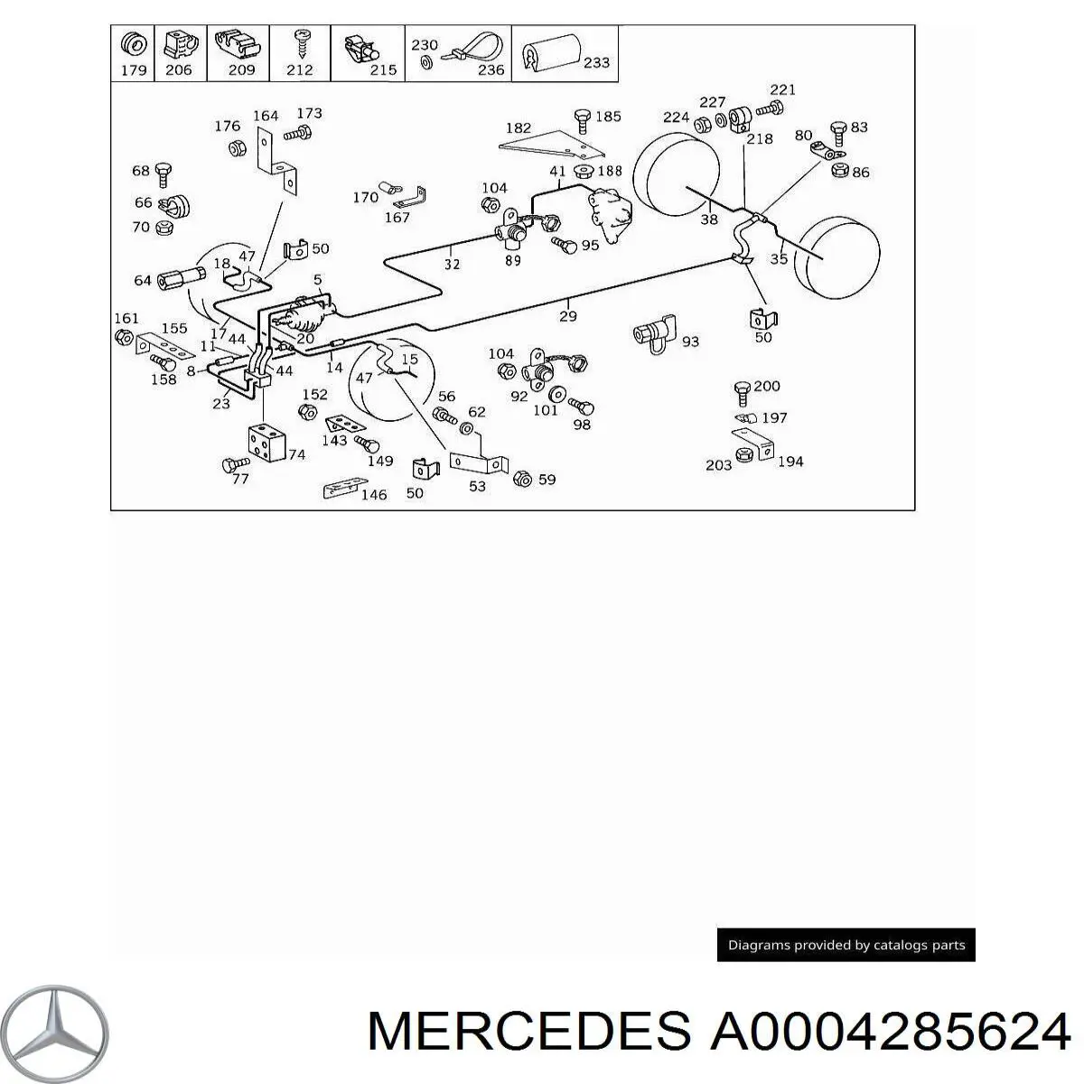 A0004284224 Mercedes Té de tubería de freno