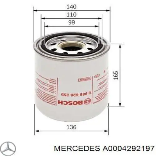 Filtro del desecador de aire (separador de agua y aceite) (camión) Mercedes A0004292197 precio, desde 38,69 EUR