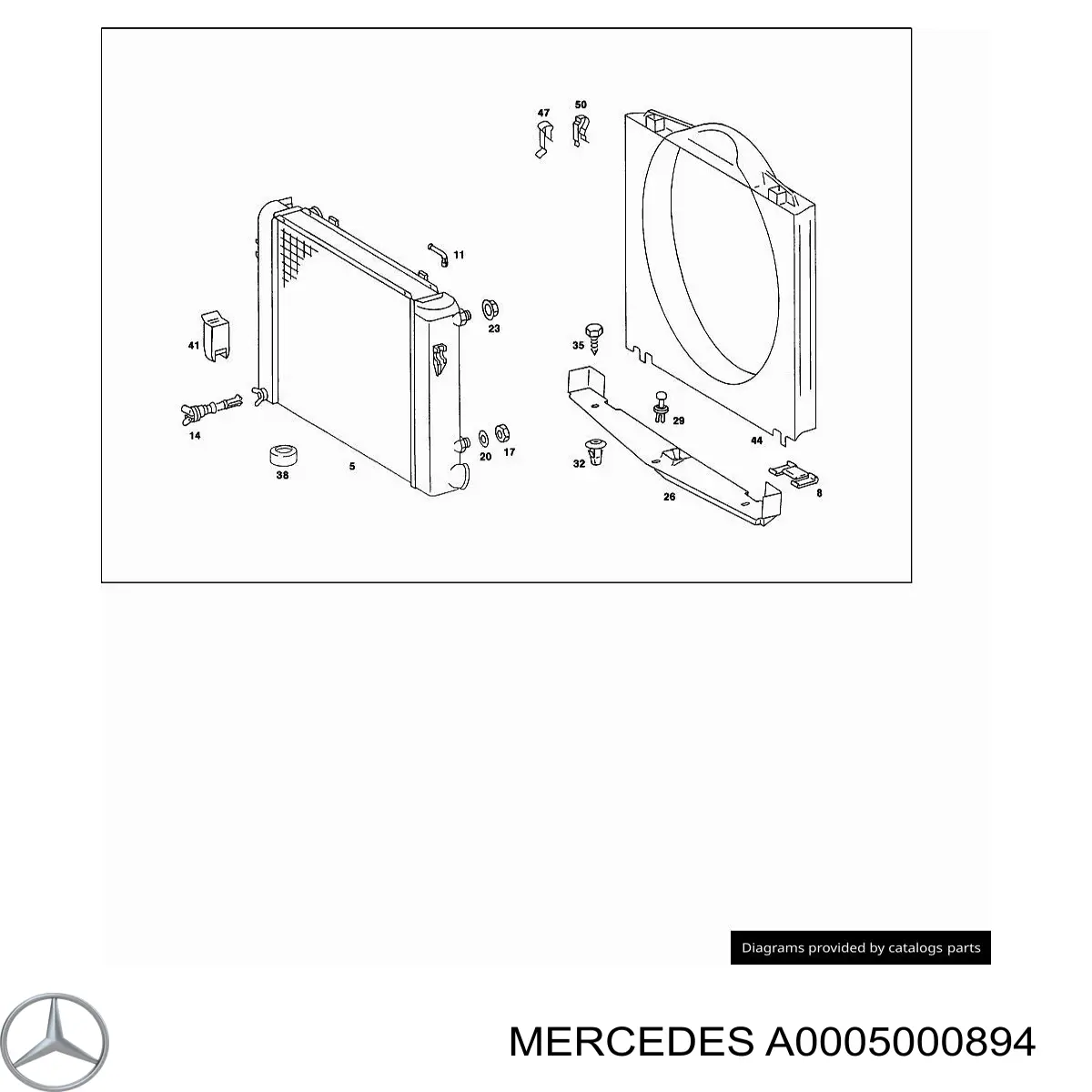 0005000894 Mercedes montaje de radiador, retorno