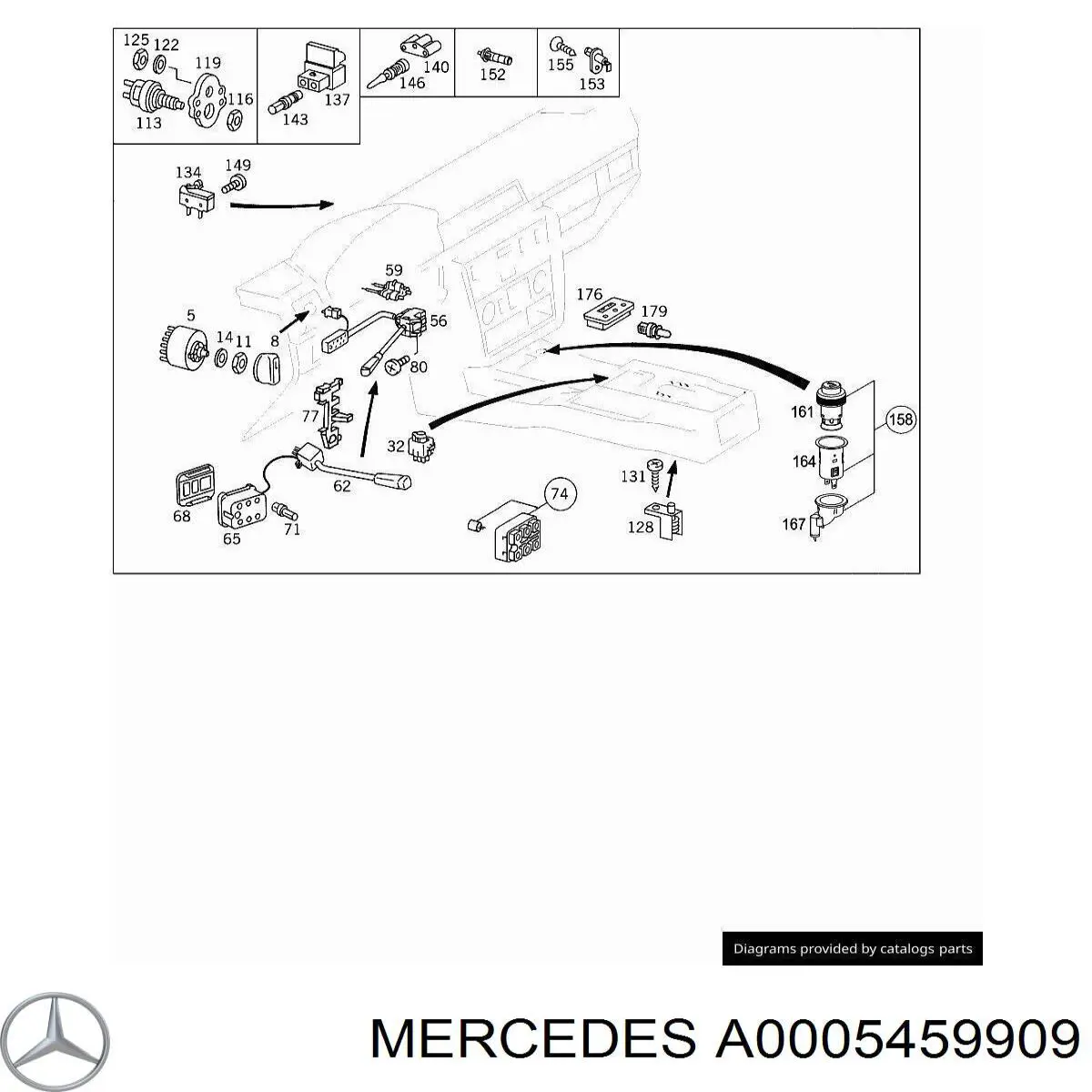 Interruptor de luz de freno Mercedes A0005459909 precio, desde 16,57 EUR