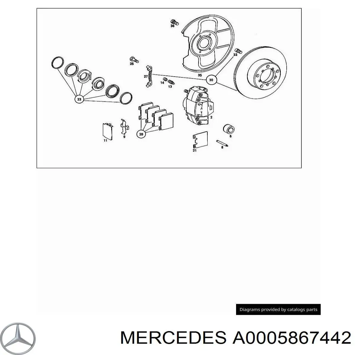 A0005867442 Mercedes juego de reparación, pinza de freno trasero