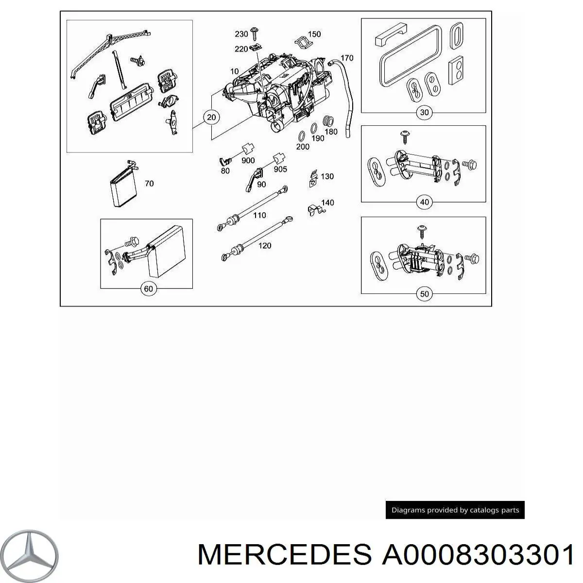 A0008303301 Mercedes conjunto carcasa de ventilador de la estufa (calentador interno)