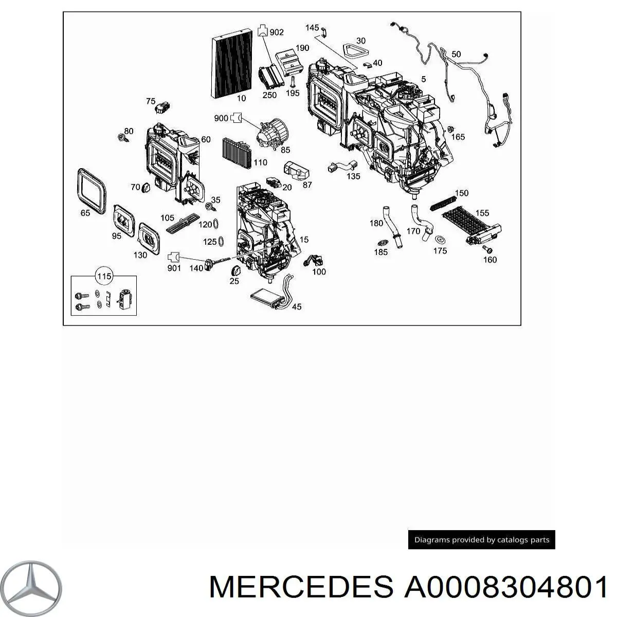 A0008304801 Mercedes evaporador, aire acondicionado