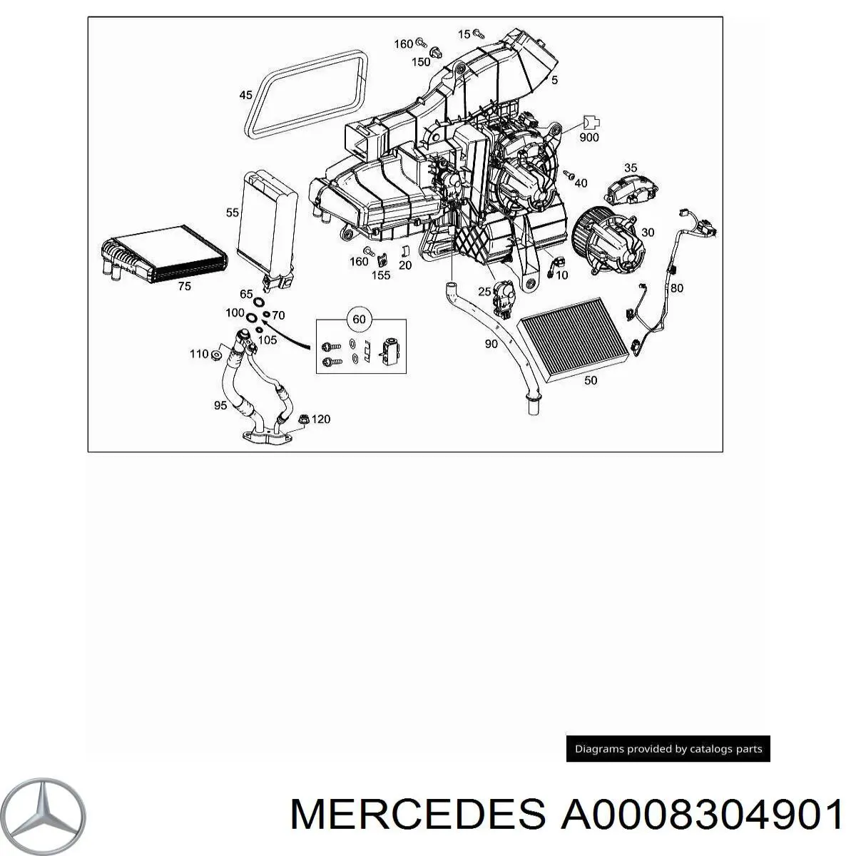 A0008304901 Mercedes motor ventilador trasero de la estufa (calentador interno)