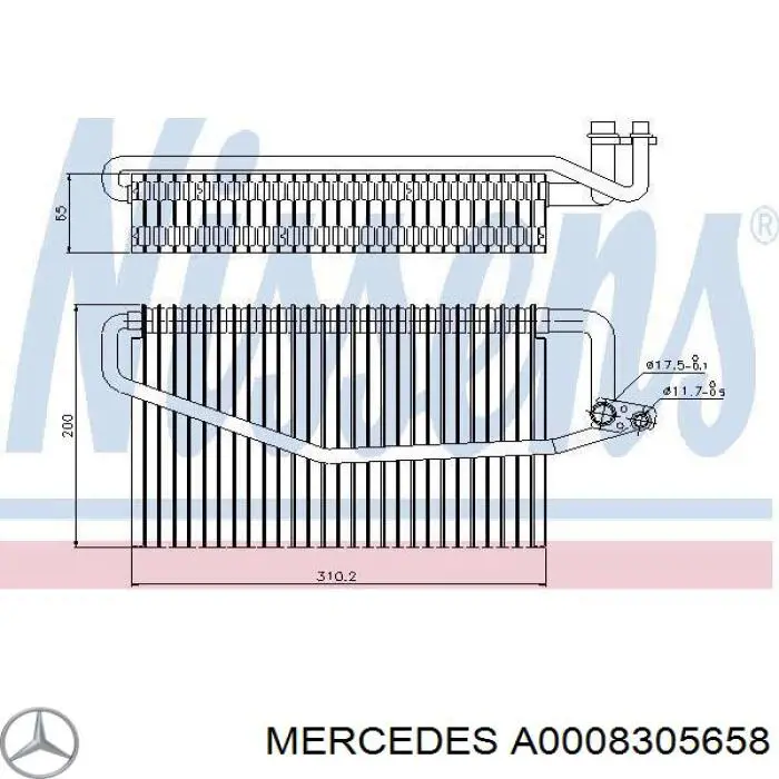 Evaporador, aire acondicionado MERCEDES A0008305658